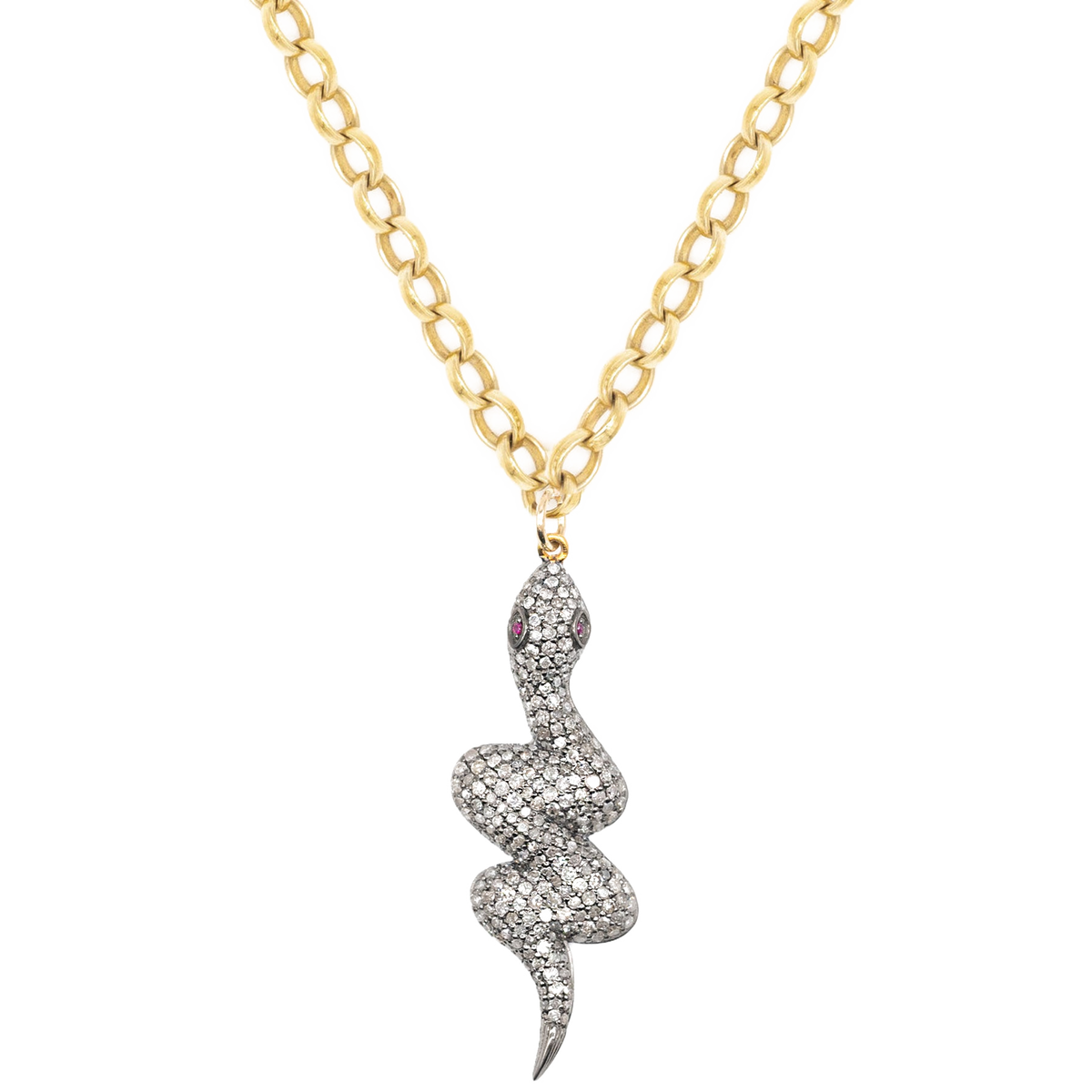 Diamond & Ruby Super Chunky Snake Necklace