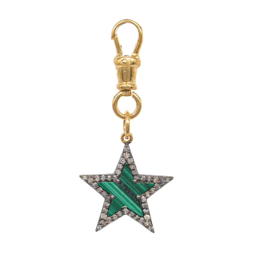 Diamond and Malachite Chunky Star Pendant