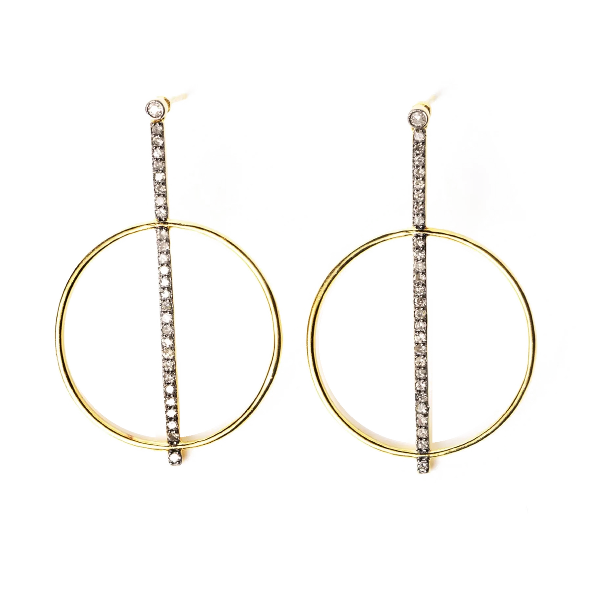 Diamond Bar and Hoop Earrings