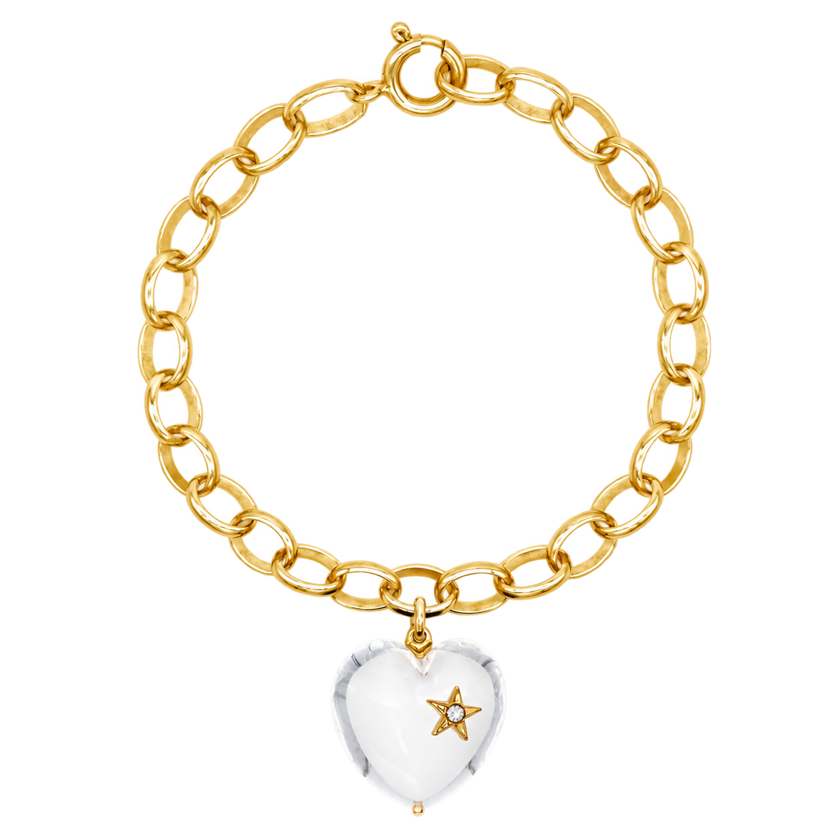 Diamond & Quartz Chunky Heart Bracelet