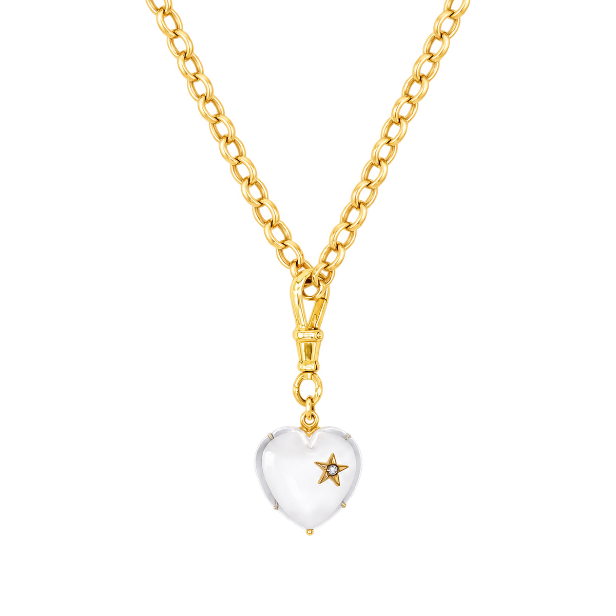 Diamond & Quartz Chunky Heart Necklace