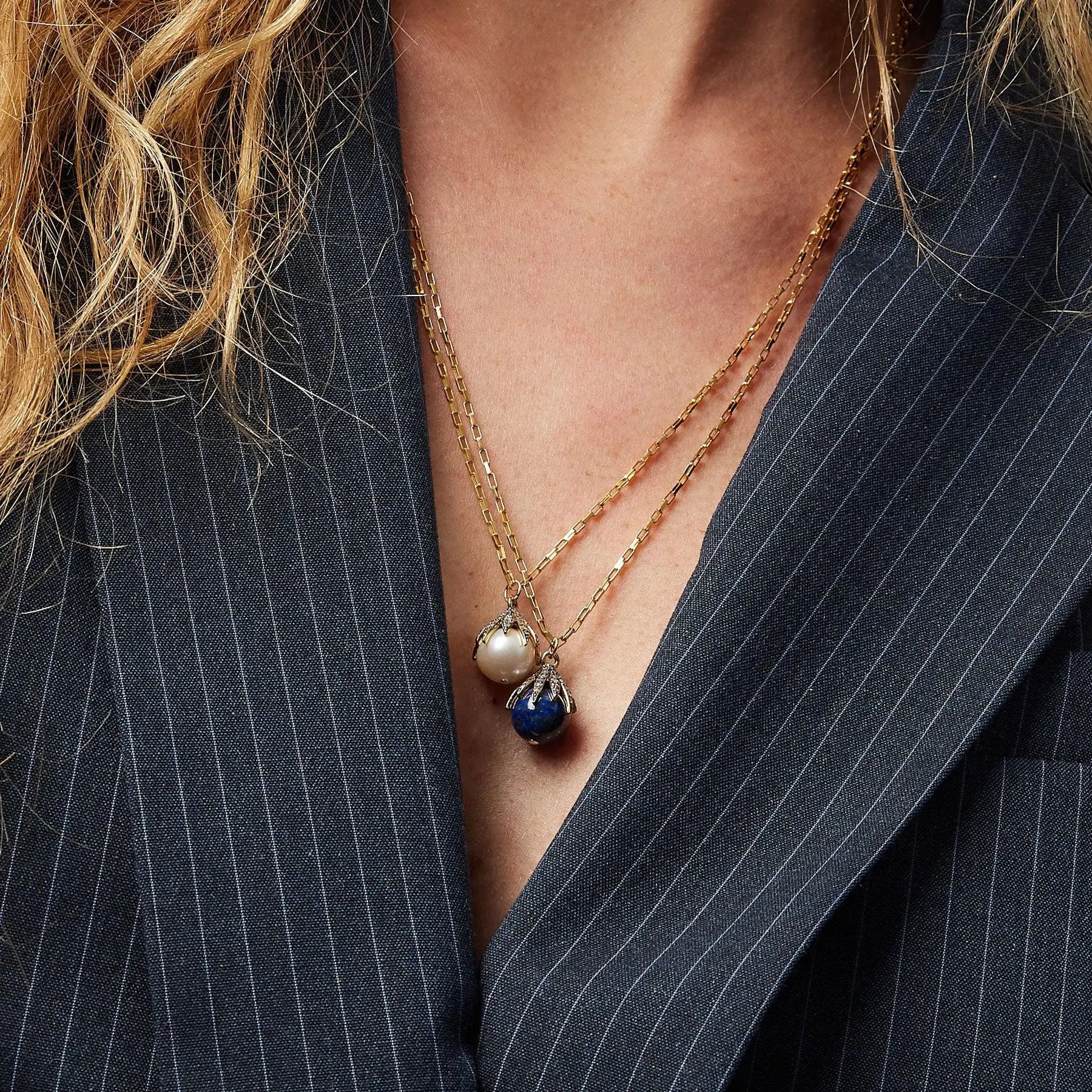 Diamond Claw & Lapis Lazuli Necklace