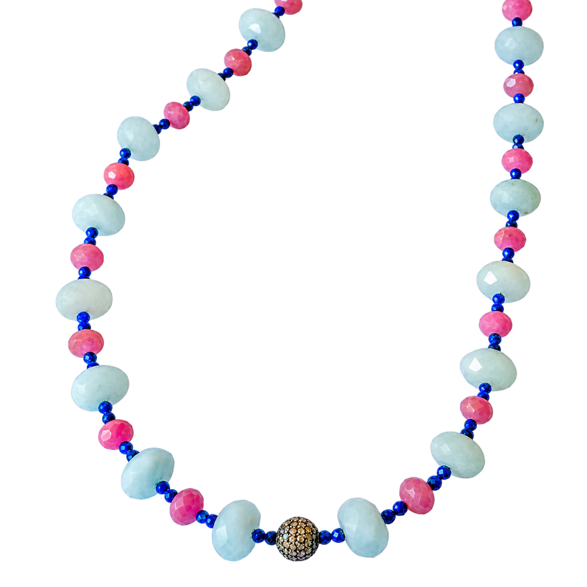 Aquamarine, Ruby & Lapis Necklace