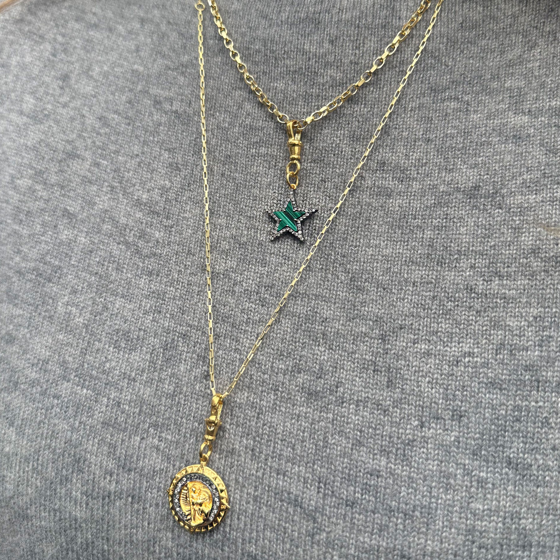 Diamond and Malachite Chunky Star Pendant