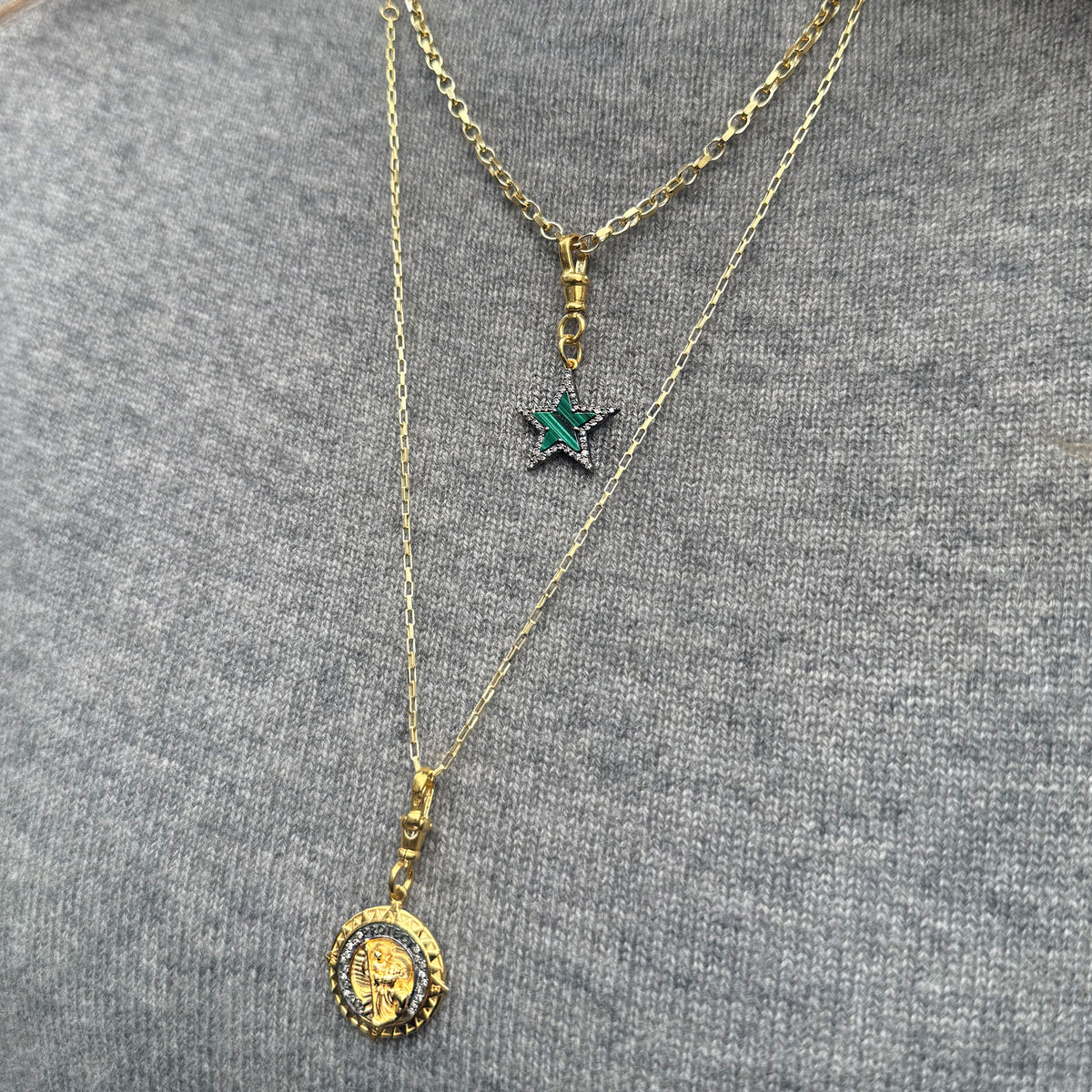 Diamond and Malachite Chunky Star Pendant