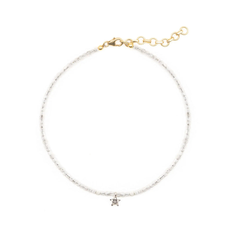 Diamond Daisy & Moonstone Beaded Anklet