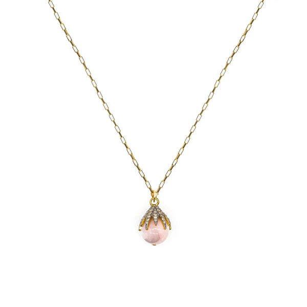 Diamond Claw & Pink Opal Necklace