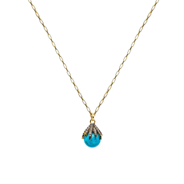 Diamond Claw & Turquoise Necklace