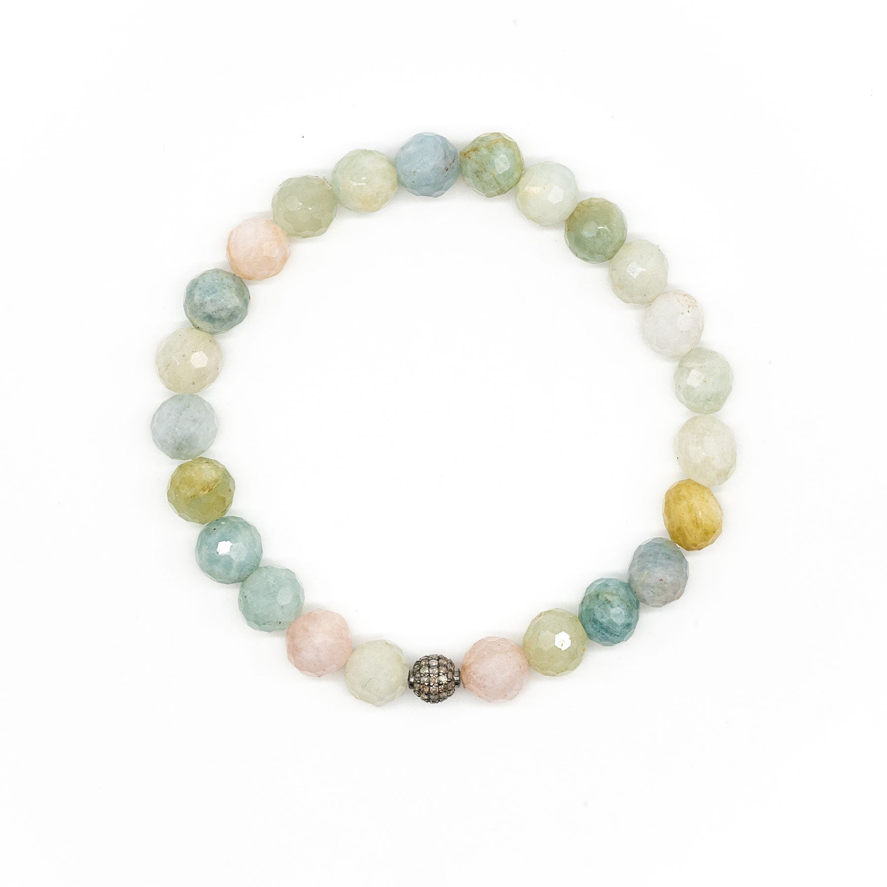 Diamond Ball & Pastel Morganite Bead Bracelet