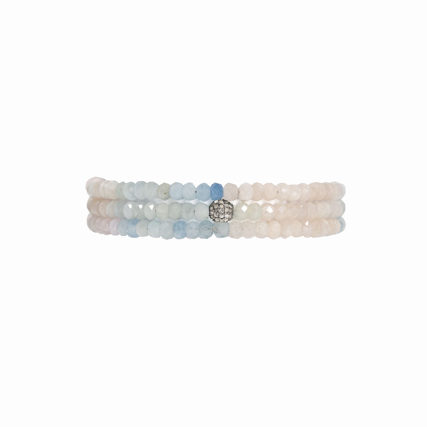Diamond & Pastel Morganite Triple Wrap Bead Bracelet