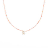 Diamond Daisy & Pink Opal Bead Necklace