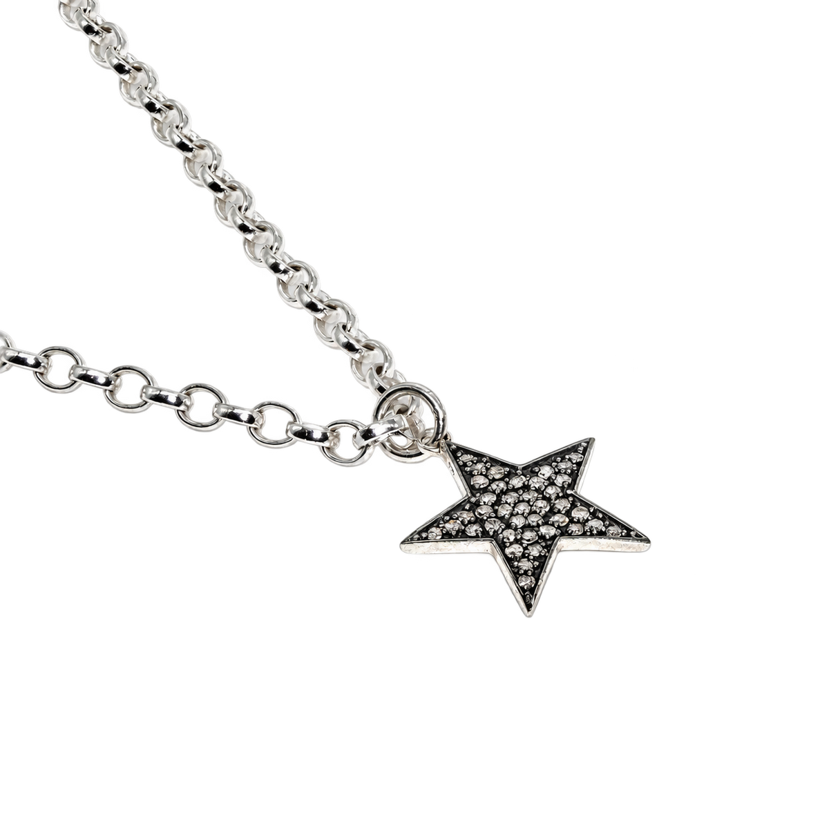 Diamond & Silver Classic Chunky Star Necklace