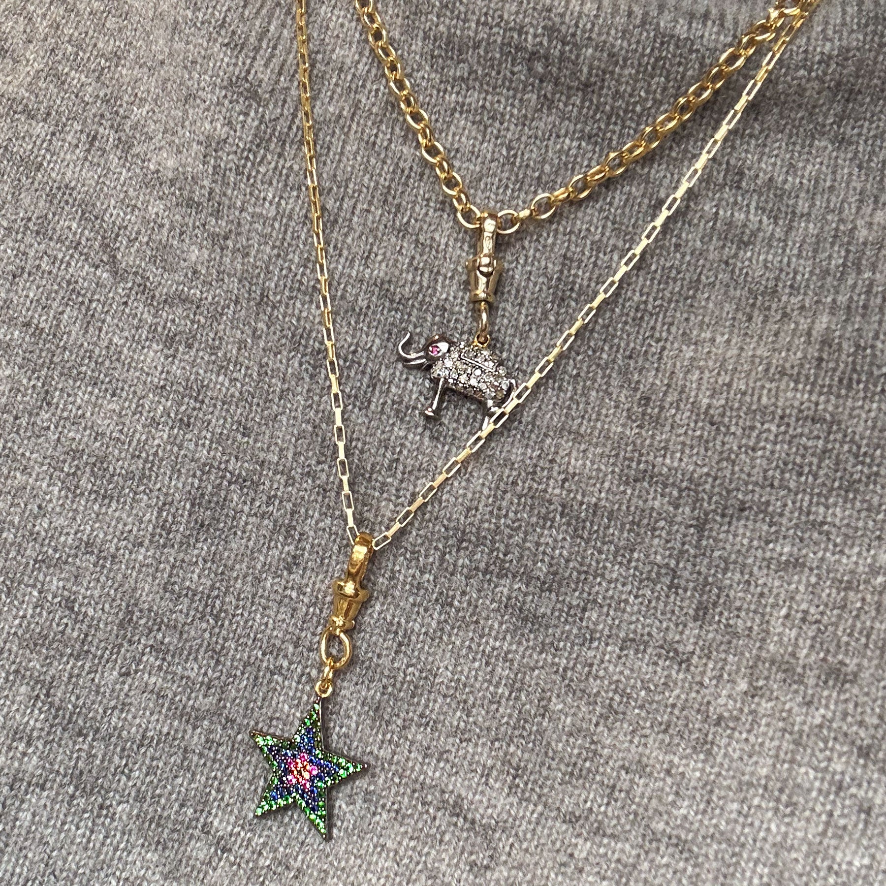 Rainbow Sapphire Chunky Star Pendant