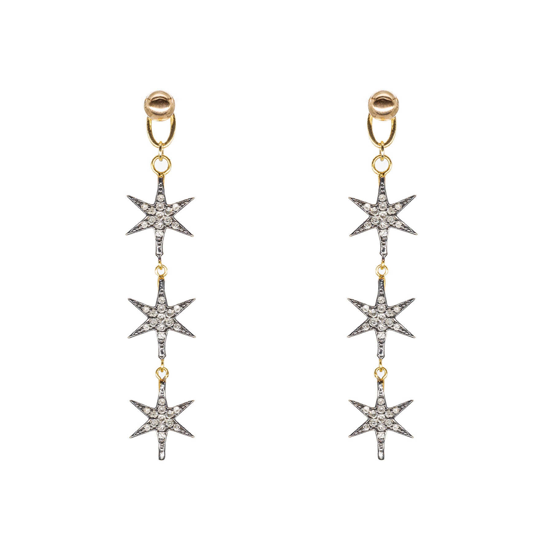 Diamond Cosmic Star Drop Earrings