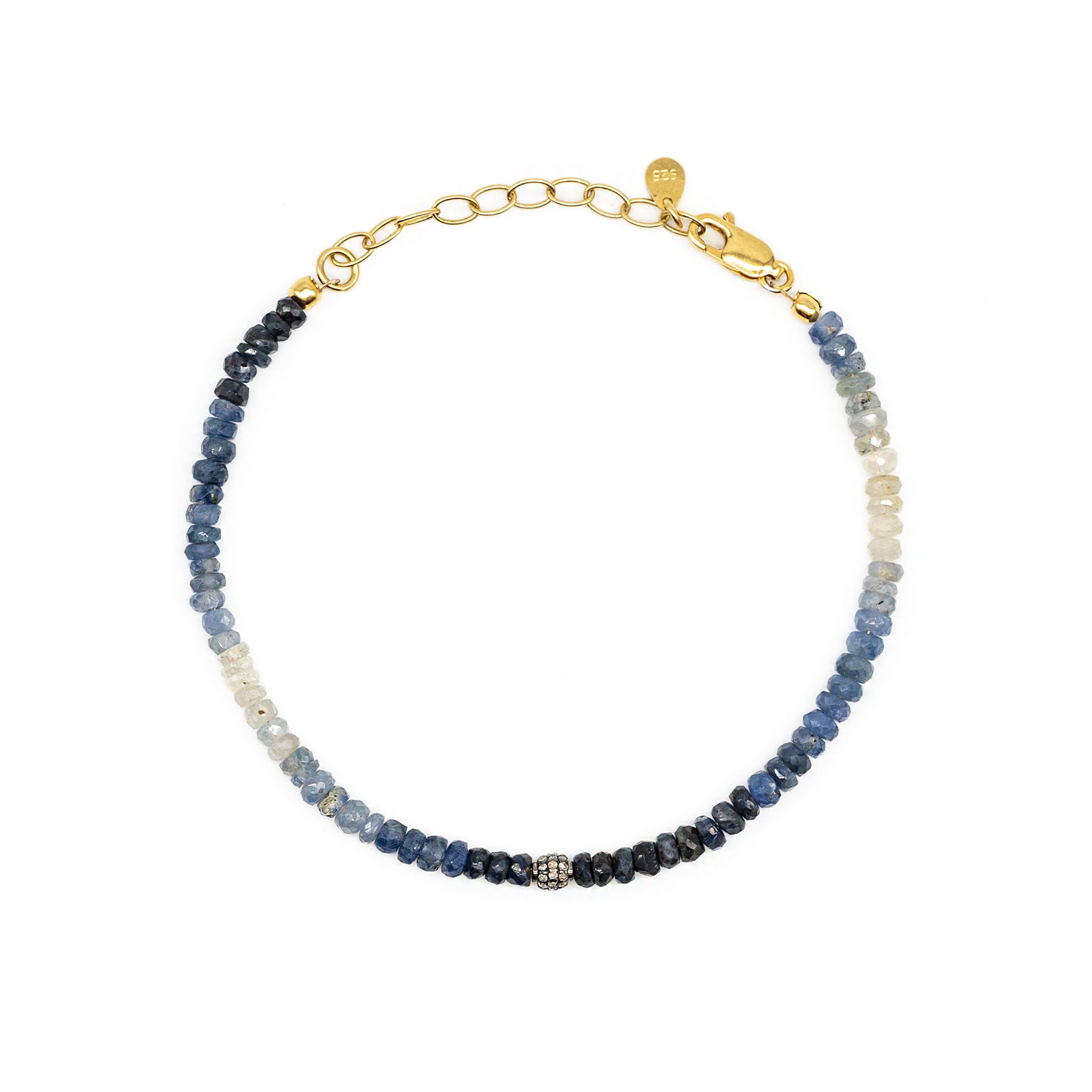 Diamond Ball & Graduated Sapphire Bead Bracelet