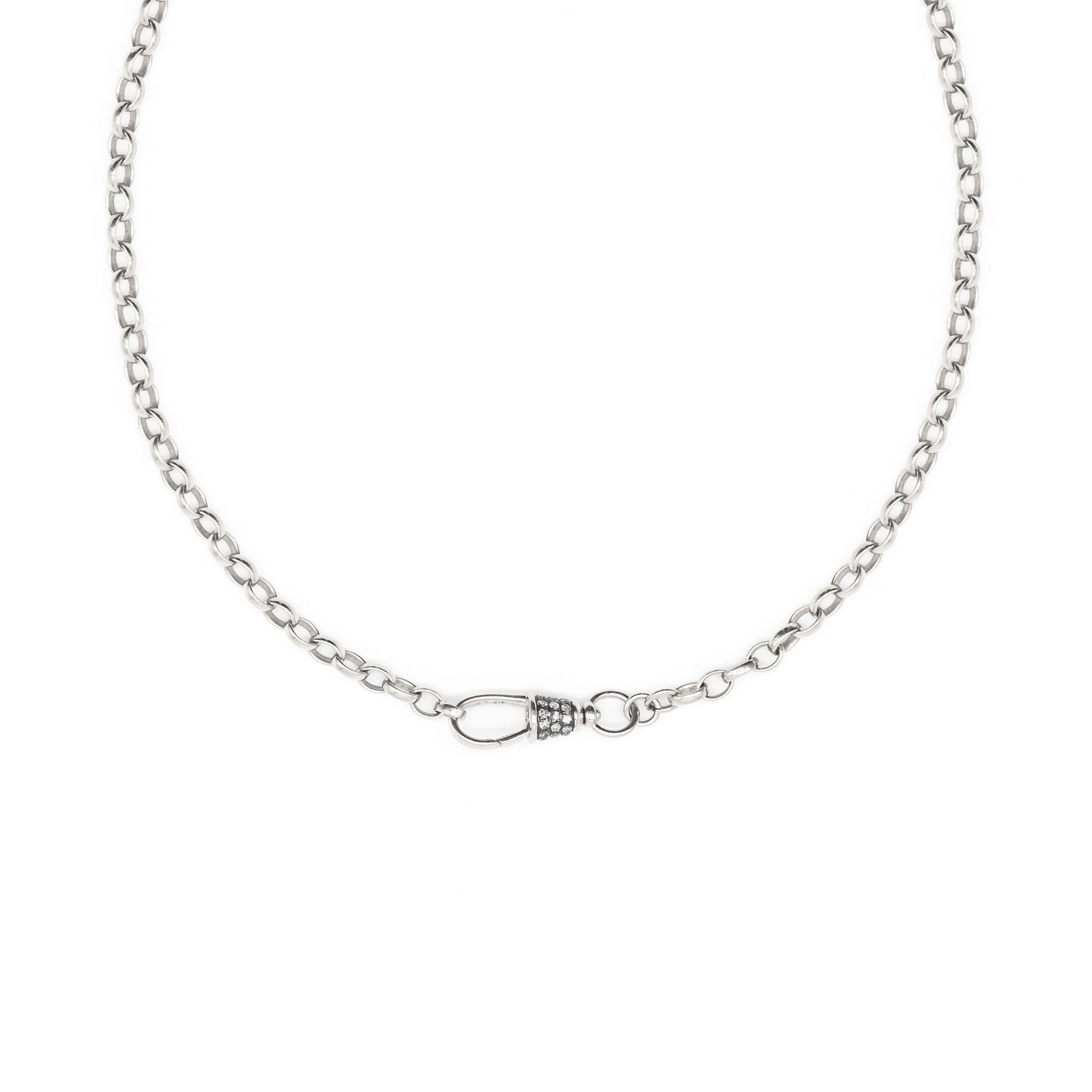 Diamond Silver Albert Swivel Necklace