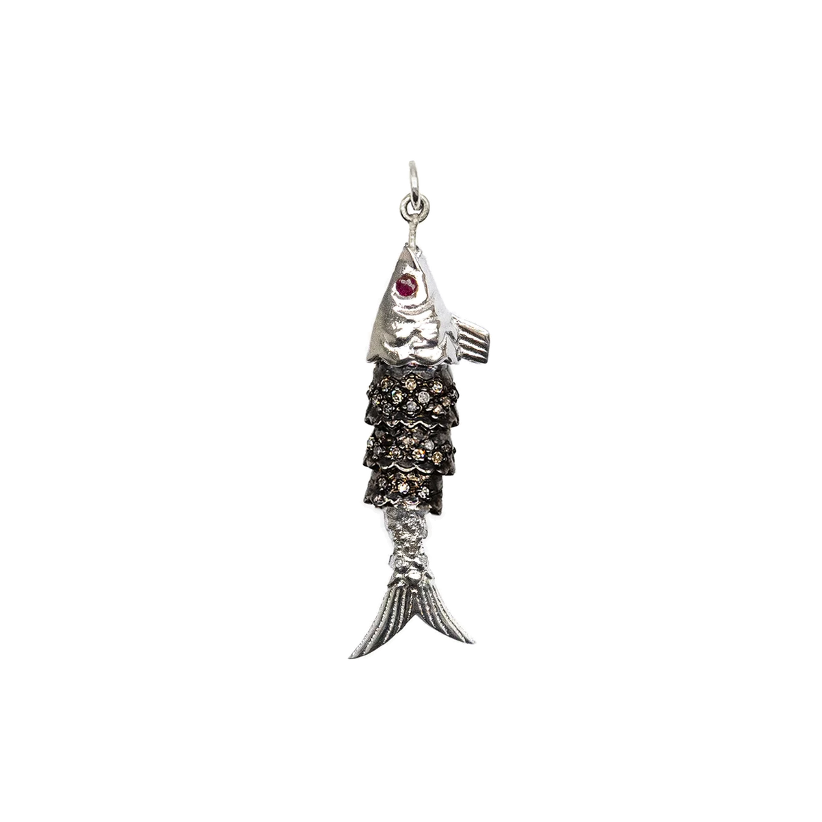 Diamond & Silver, Ruby Fish Pendant