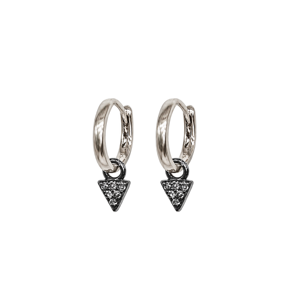 Tiny Diamond & Silver Charm Huggie Hoops