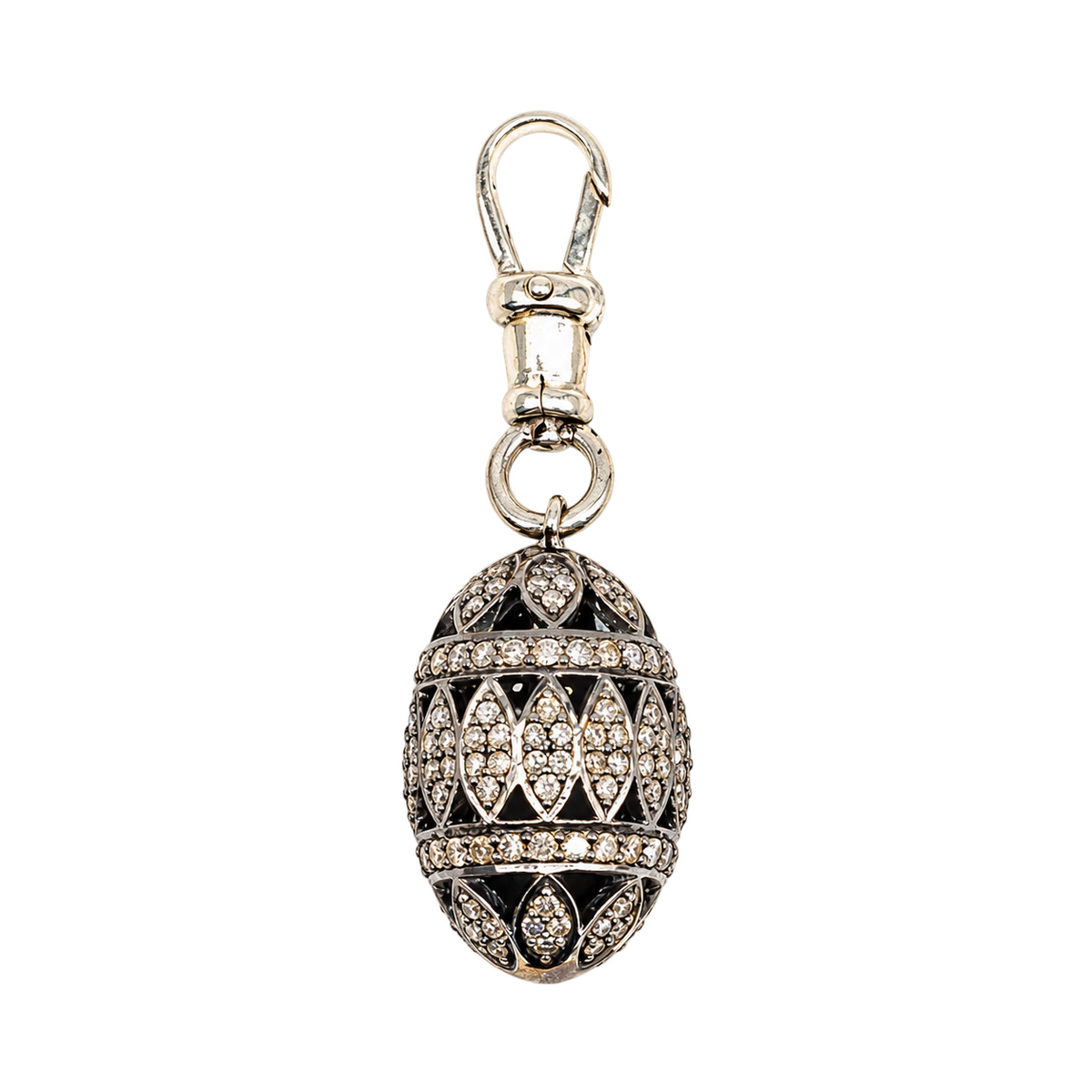 Silver Pavé Diamond Egg Pendant