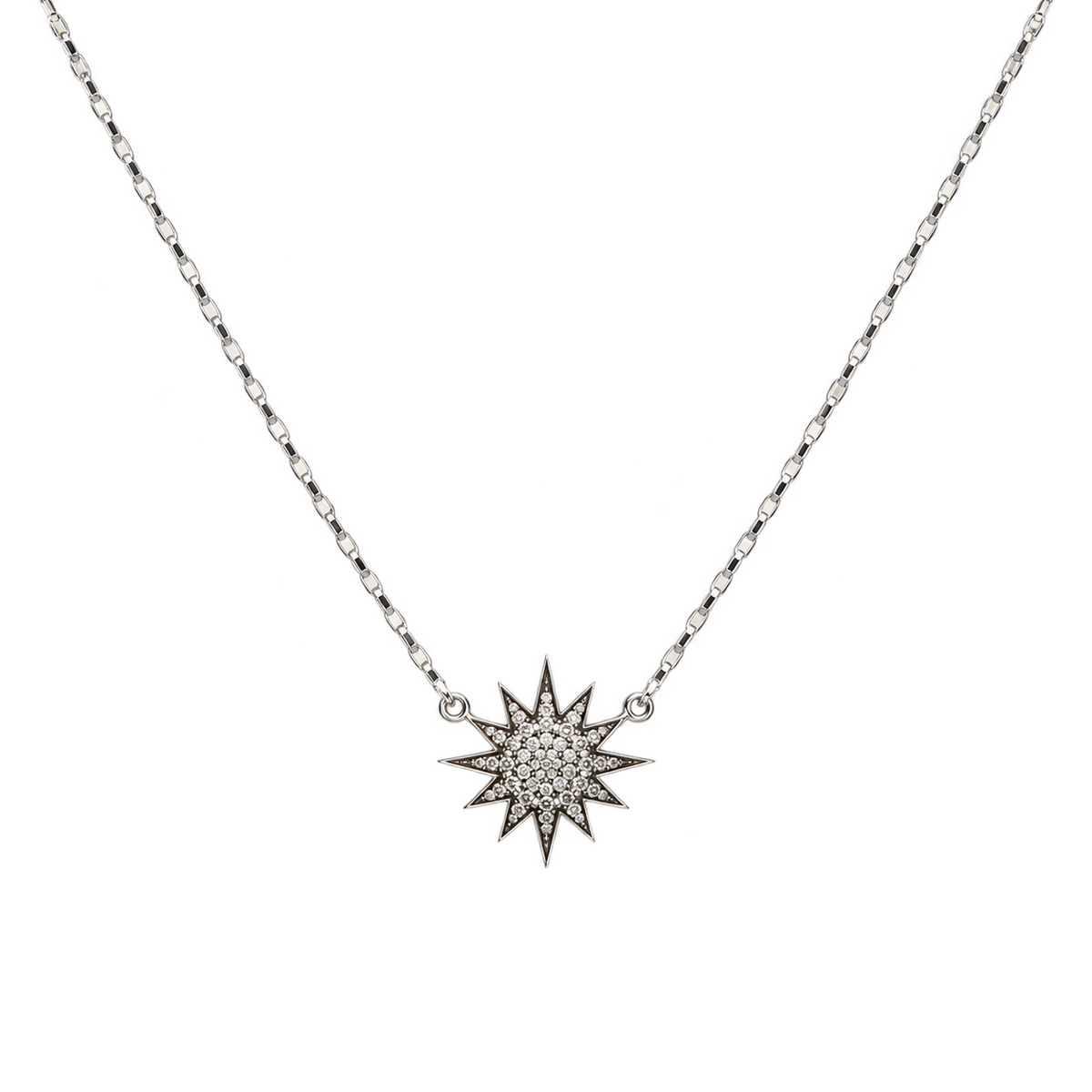 Diamond & White Gold Starburst Necklace