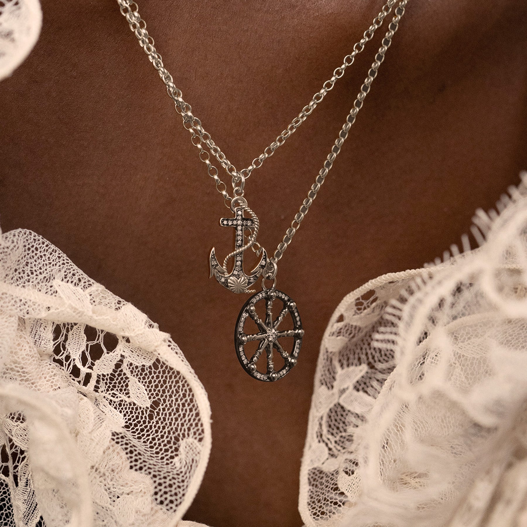 Silver Karma Wheel Necklace