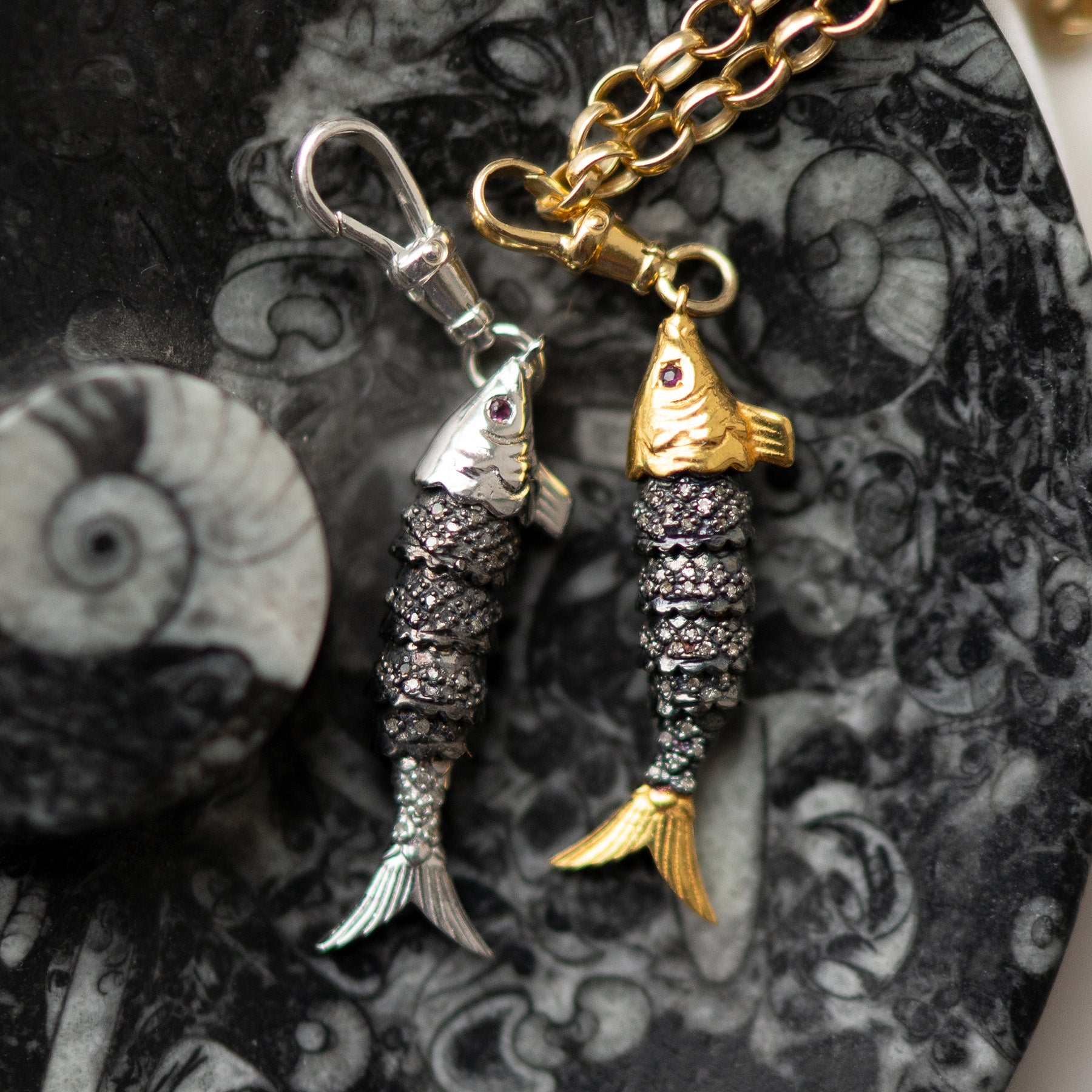 Diamond & Silver, Ruby Fish Pendant