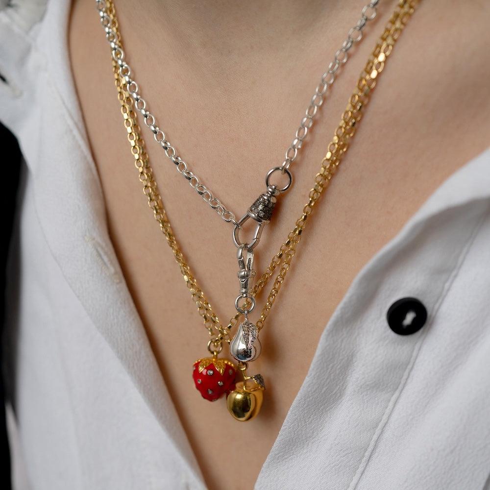 Diamond & Silver Pear Pendant