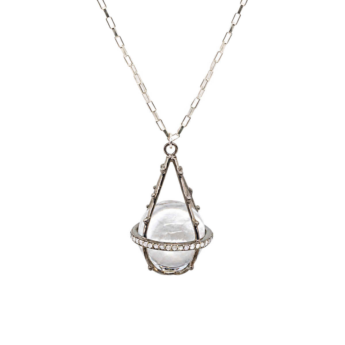 Diamond & Silver Crystal Ball Necklace - Pool of Light