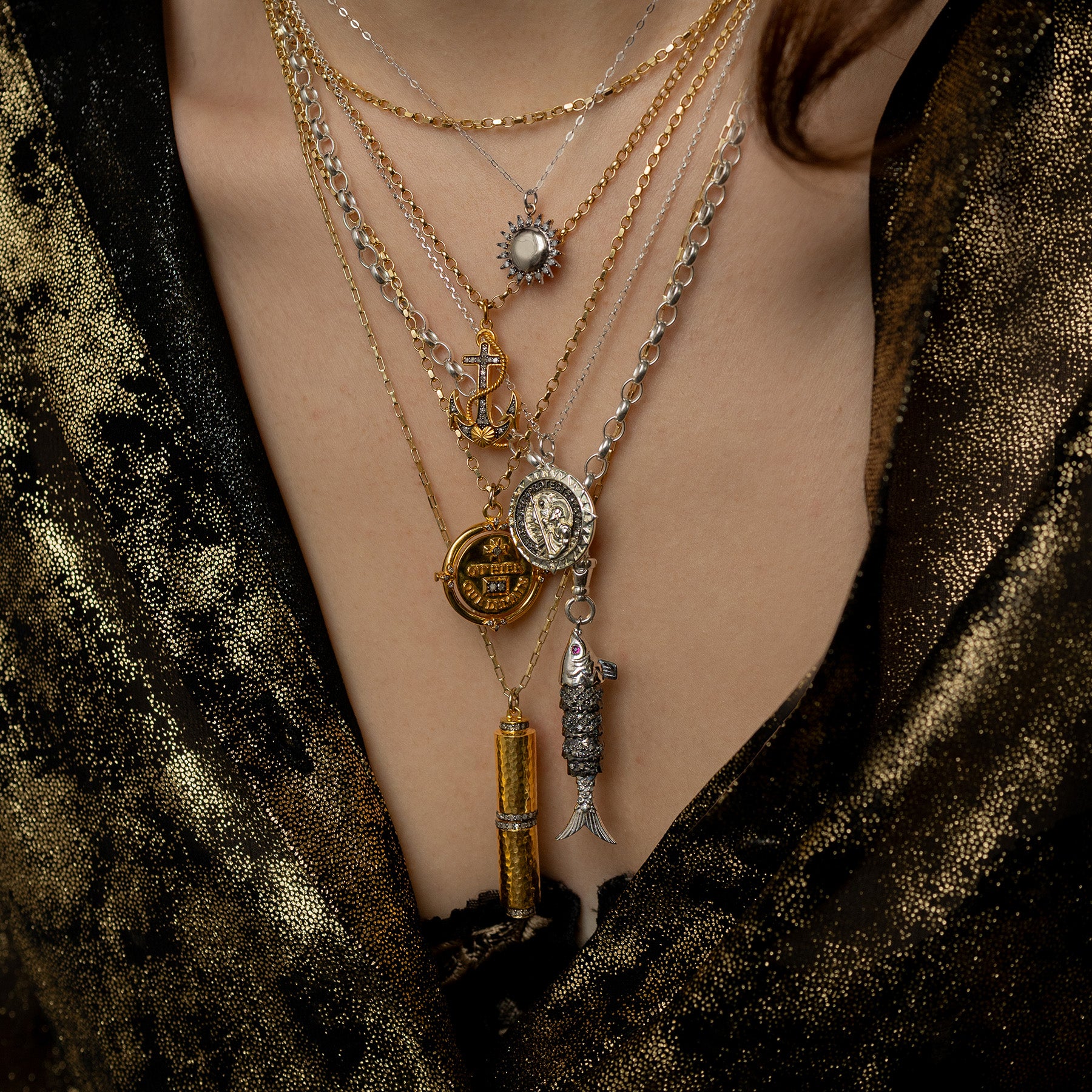 Diamond and Silver Brilliant Sun Necklace