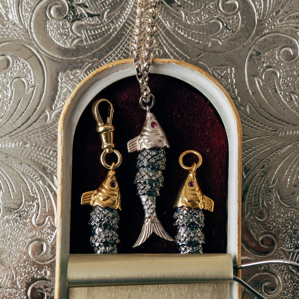 Diamond & Silver, Ruby Fish Necklace