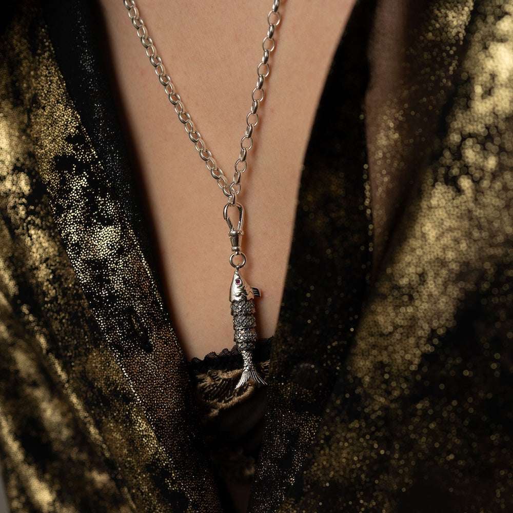 Diamond & Silver, Ruby Fish Pendant