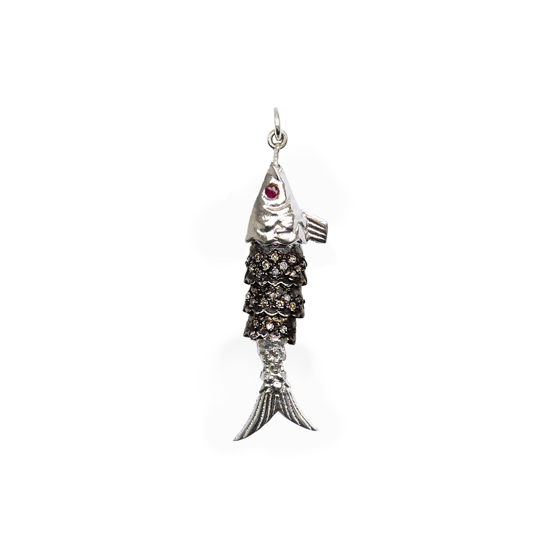 Diamond & Silver, Ruby Fish Pendant