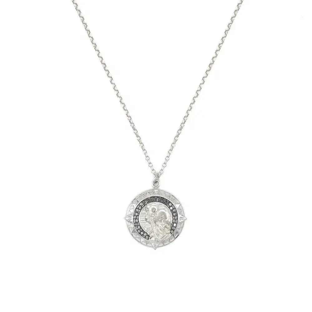 Angie Smith x KLM Diamond & Silver St Christopher Necklace