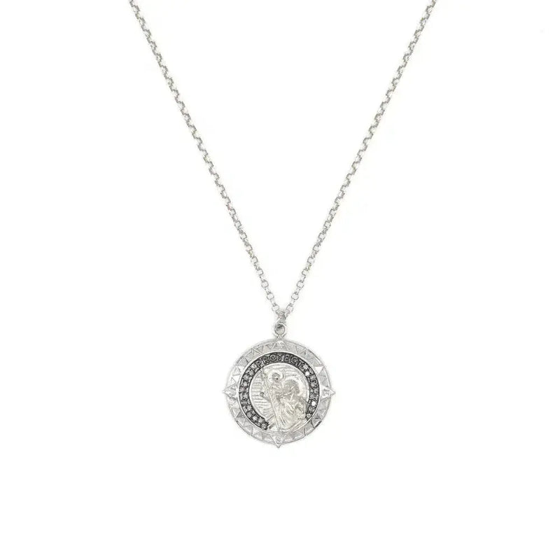 Angie Smith x KLM Diamond & Silver St Christopher Necklace