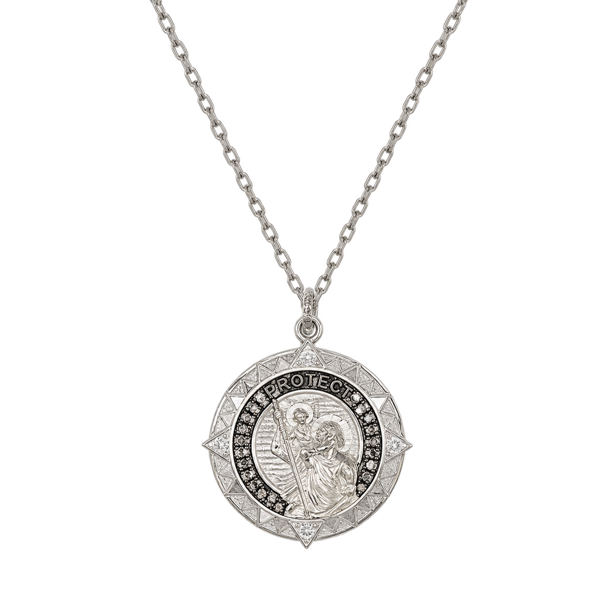 Angie Smith x KLM Diamond & Silver St Christopher Necklace