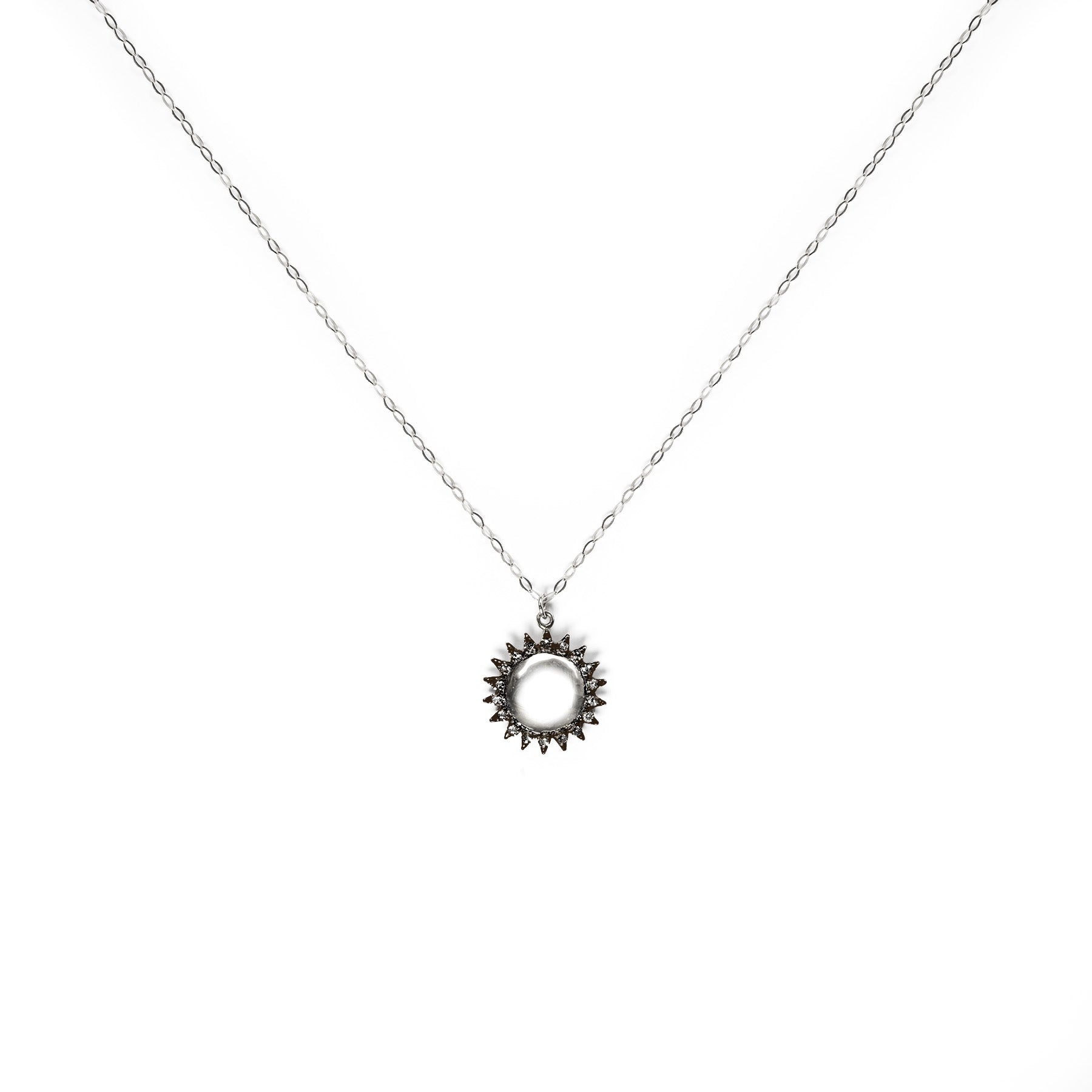 Diamond and Silver Brilliant Sun Necklace