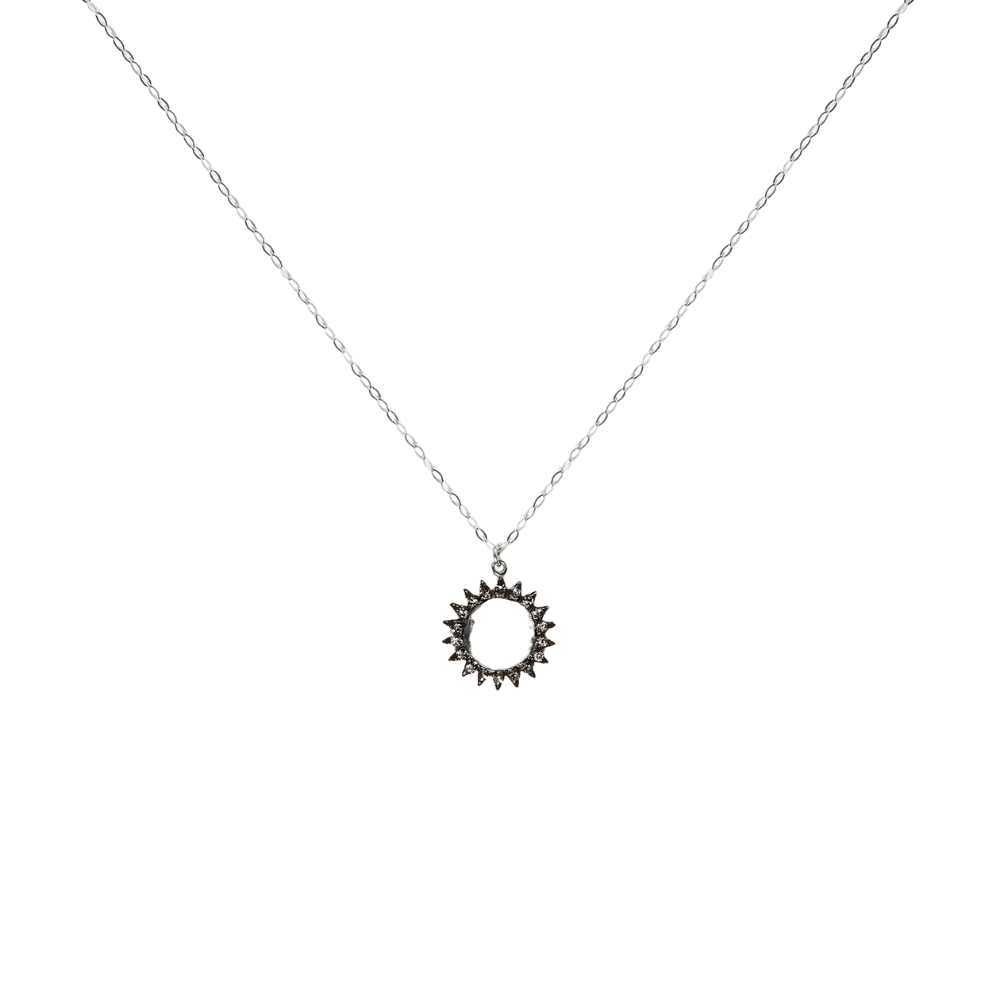 Diamond and Silver Brilliant Sun Necklace