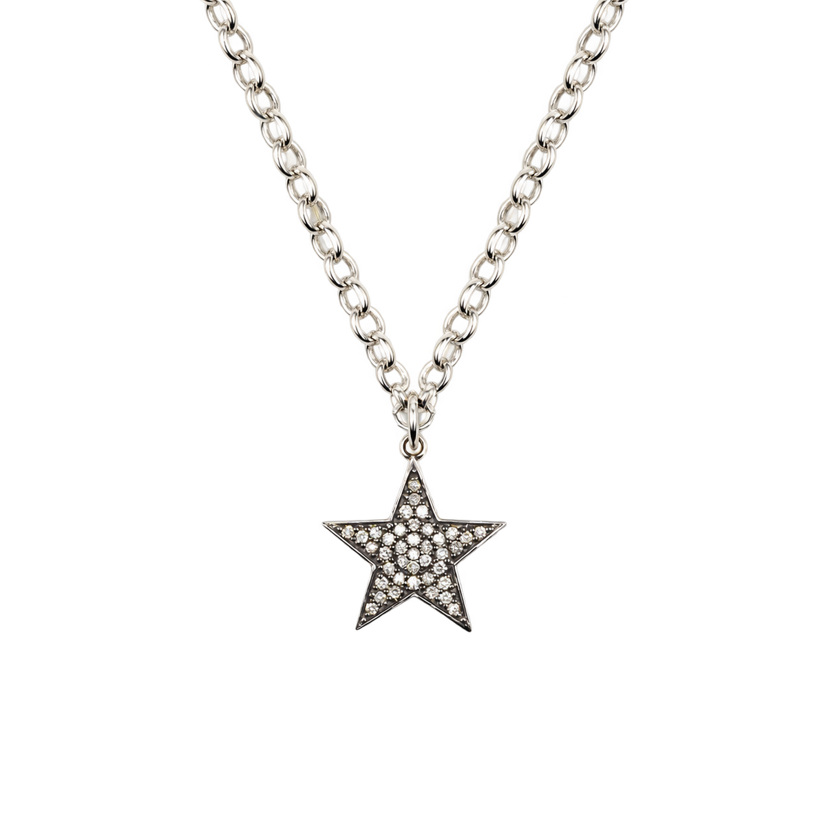 Diamond & Silver Classic Chunky Star Necklace