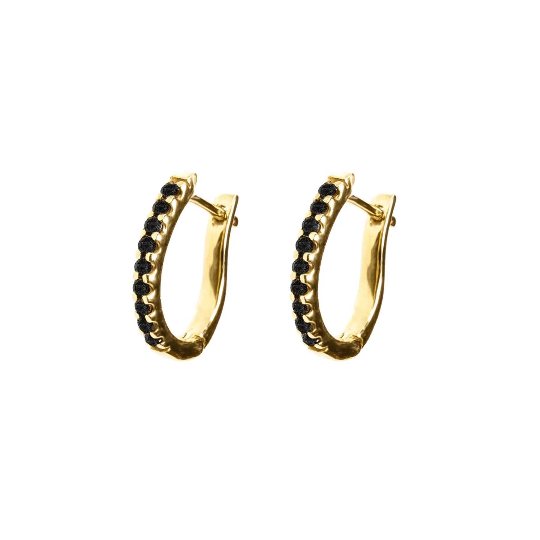 Black Diamond Huggie Hoops