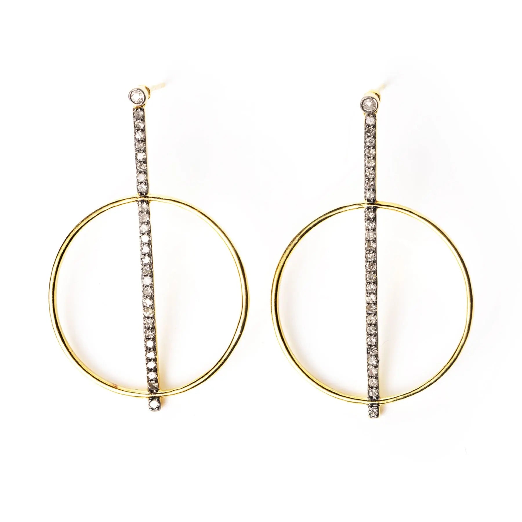 Diamond Bar and Hoop Earrings