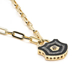 Diamond & Black Enamel Chunky Lock Necklace