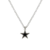Diamond & Black Enamel Silver Chunky Star Necklace