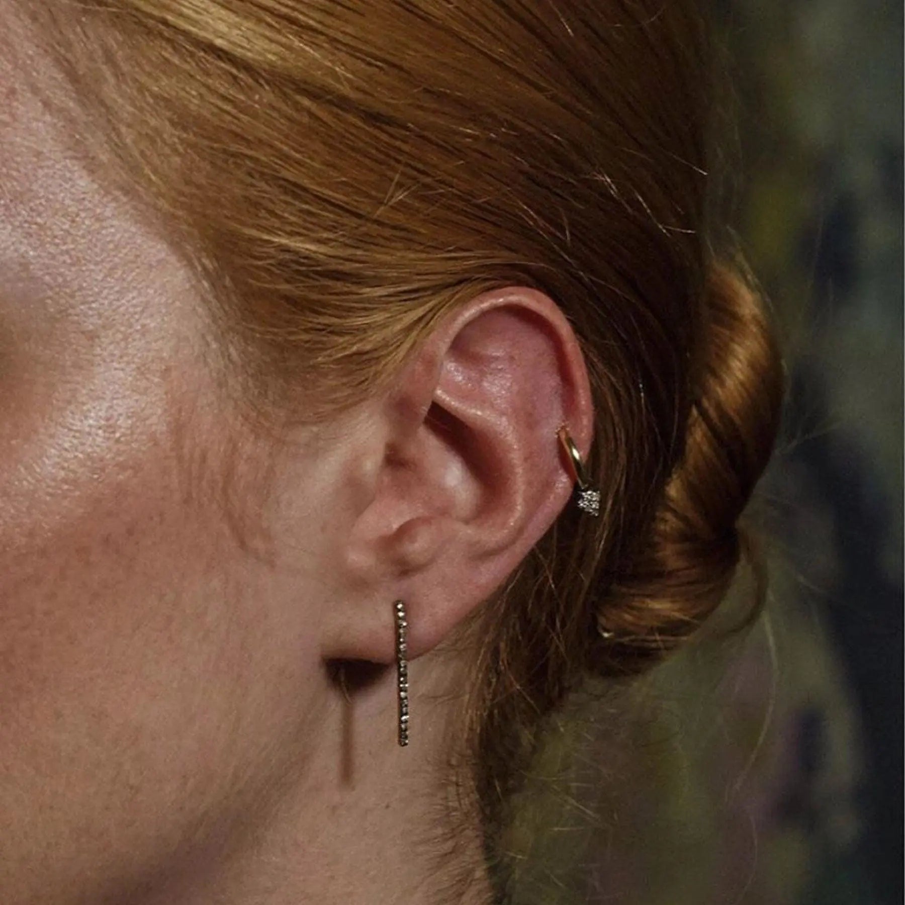 Diamond & Gold Bar Studs