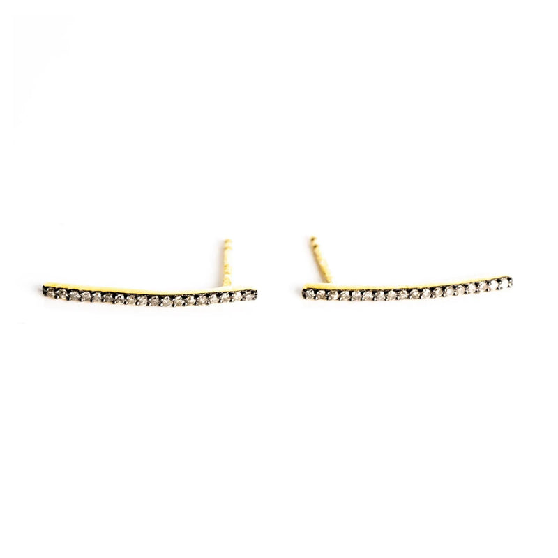 Diamond & Gold Bar Studs