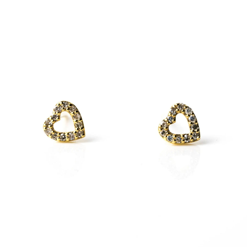Diamond & Gold Heart Studs