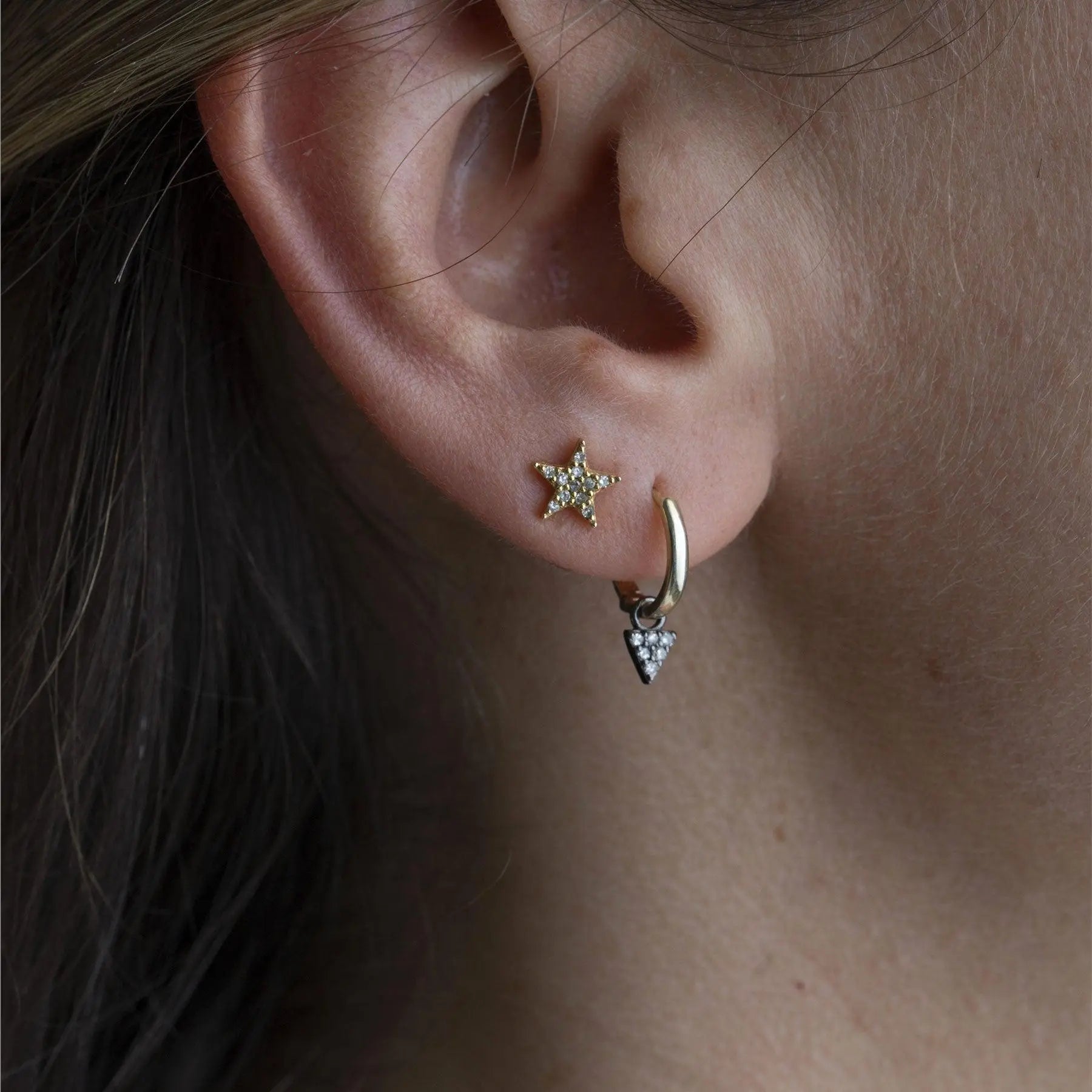 Diamond & Gold Star Studs