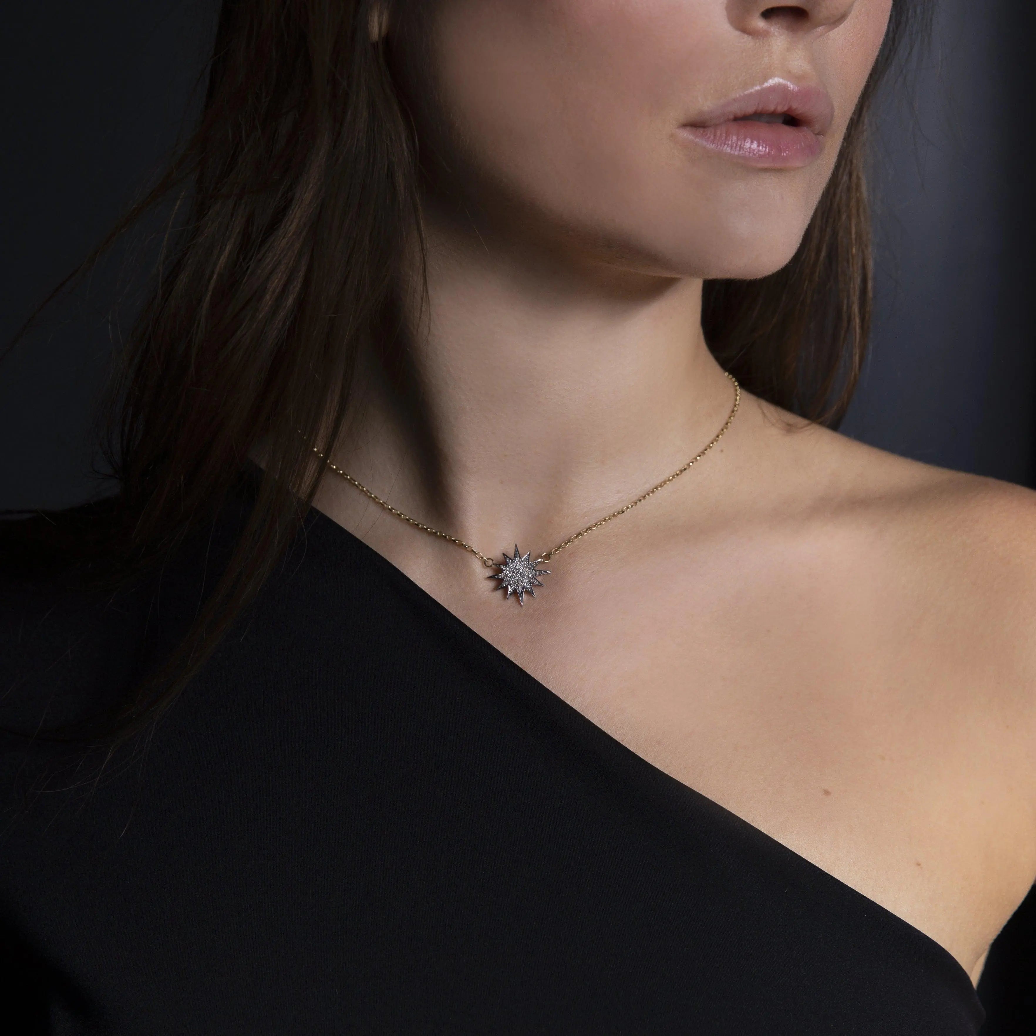 Diamond Gold Starburst Necklace