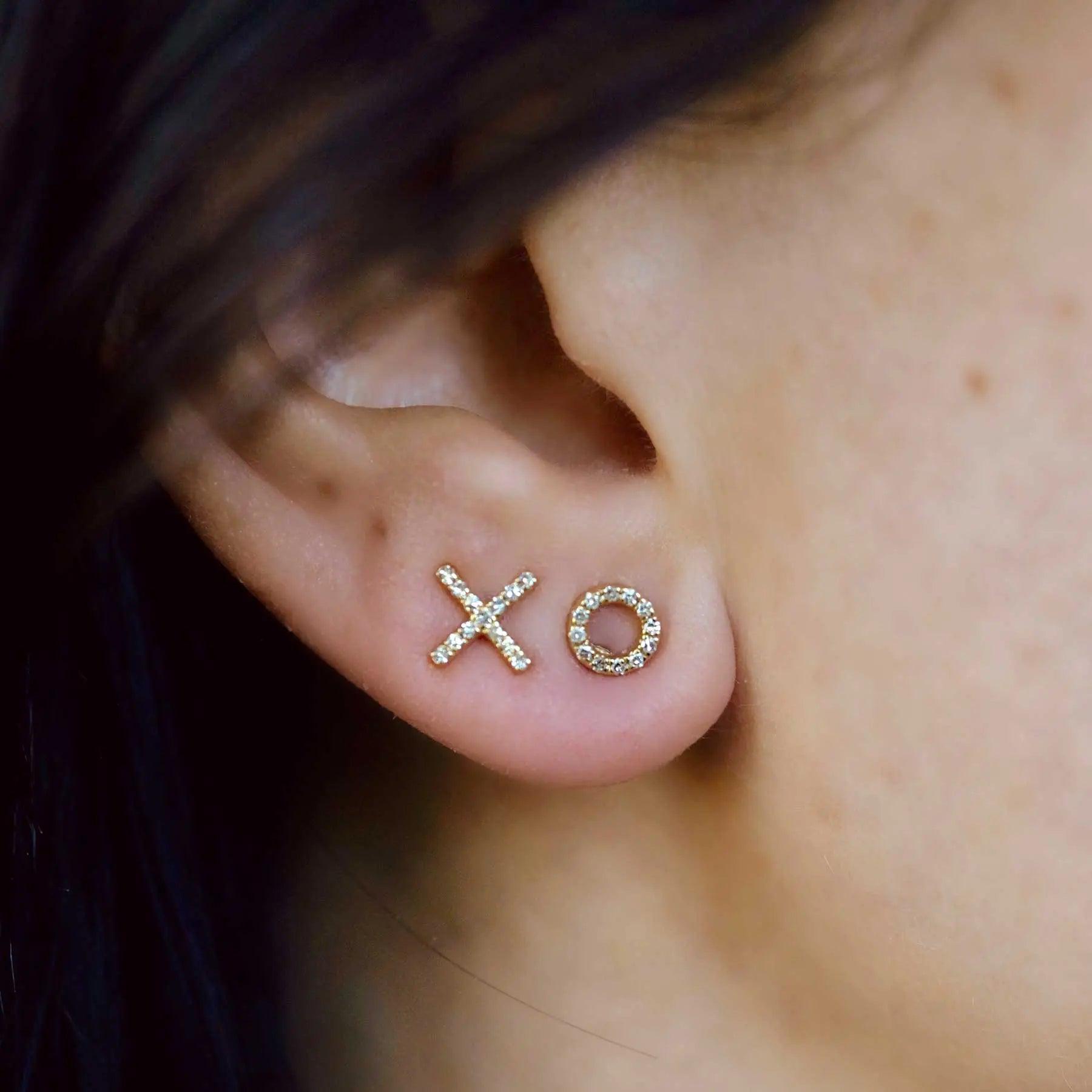 Diamond & Gold XO Studs