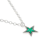 Diamond & Malachite Silver Chunky Star Necklace