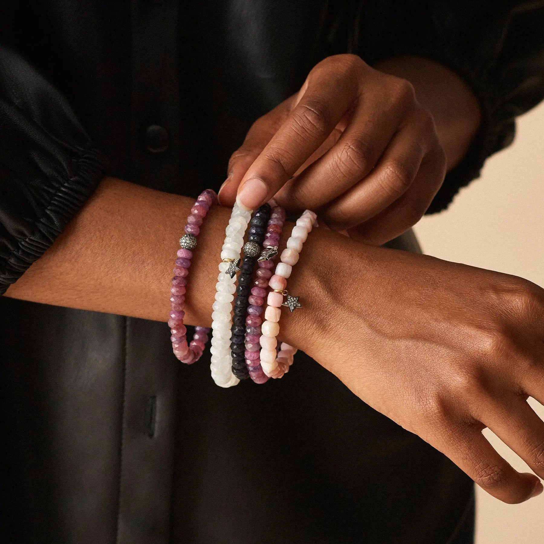 Diamond Opal Bead Bracelet
